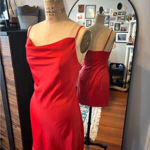 Urban Outfitters Red Silky Slip Dress